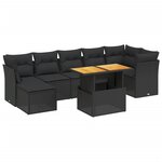 vidaXL Salon de jardin 8 Pièces avec coussins noir résine tressée