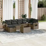 vidaXL Salon de jardin 8 Pièces avec coussins gris résine tressée