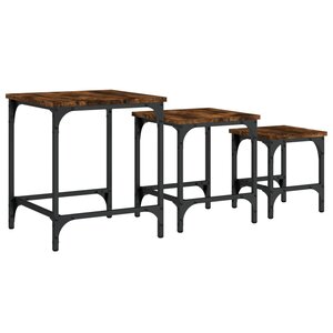 vidaXL Tables basses gigognes 3 Pièces chêne fumé bois d'ingénierie