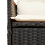 vidaXL Chaise inclinable de jardin avec coussins noir résine tressée