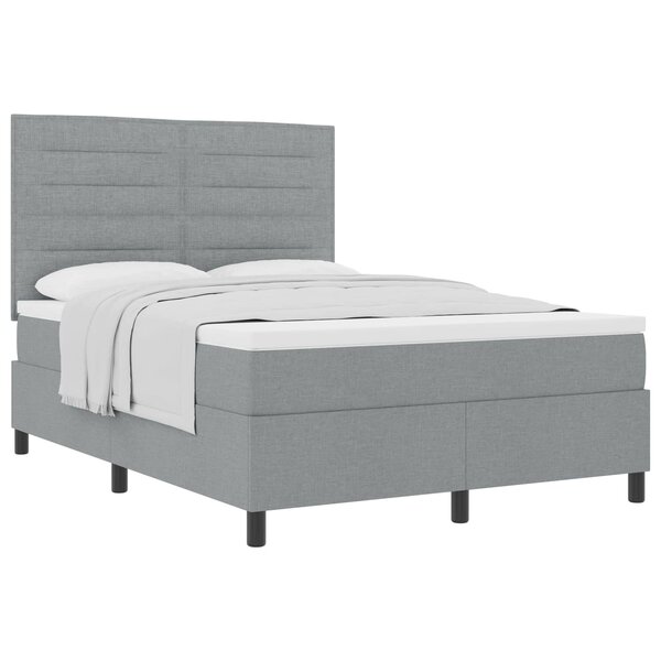 vidaXL Lit à ressorts avec matelas Gris clair 160 x 200 cm tissu