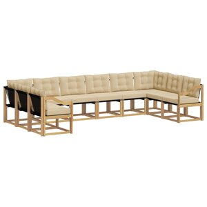 vidaXL Ensemble de canapés d'extérieur 10 pc Blanc et Beige