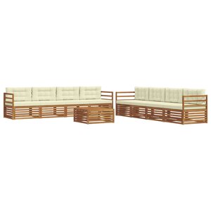 vidaXL Ensemble de canapés d'extérieur 9 pc Naturel et Crème