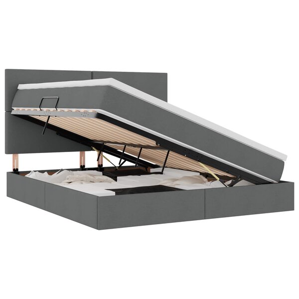 vidaXL Lit avec rangement et matelas Gris foncé 160 x 200 cm tissu