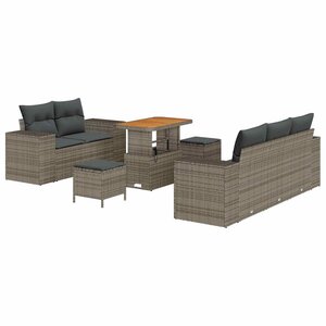 vidaXL Ensemble de canapé de jardin 8 Pièces Gris Poly Rattan