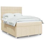 vidaXL Sommier à lattes de lit avec matelas Crème 140x190 cm Tissu