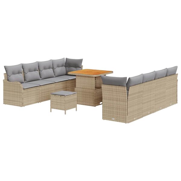vidaXL Ensemble de canapé de jardin 11 Pièces Beige et Gris clair