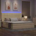 vidaXL Lit de rangement LED avec matelas Crème 200 x 200 cm Tissu
