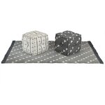 Vidaxl poufs et tapis 3 pcs tissu à rayures