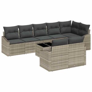 vidaXL Ensemble de canapé de jardin 9 Pièces Gris clair Poly rotin