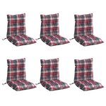 vidaXL Coussins de chaise à dossier bas lot de 6 motif carreaux rouge