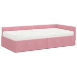 vidaXL Cadre de lit d'angle avec matelas Autre 2 Pièces Gris Velours
