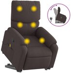 vidaXL Fauteuil inclinable de massage Marron foncé Tissu