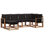 vidaXL Ensemble de canapés d'extérieur 6 pc Naturel et Noir