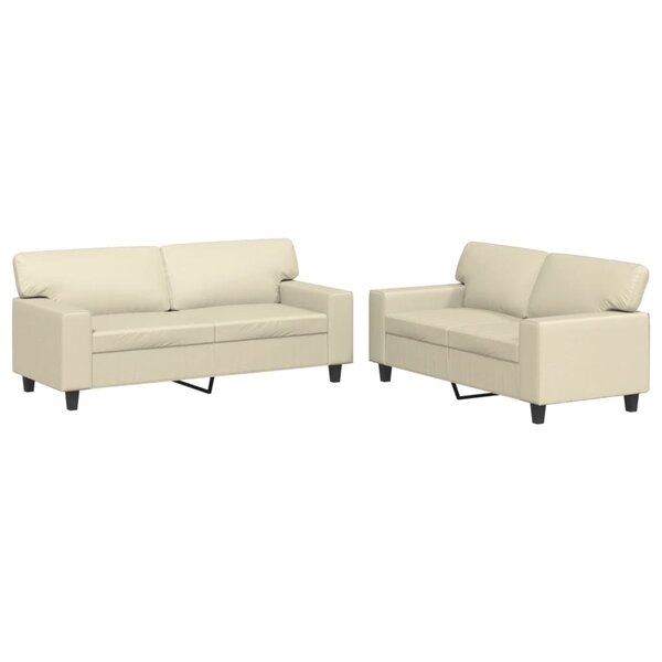 vidaXL Ensemble de canapés 2 Pièces crème similicuir