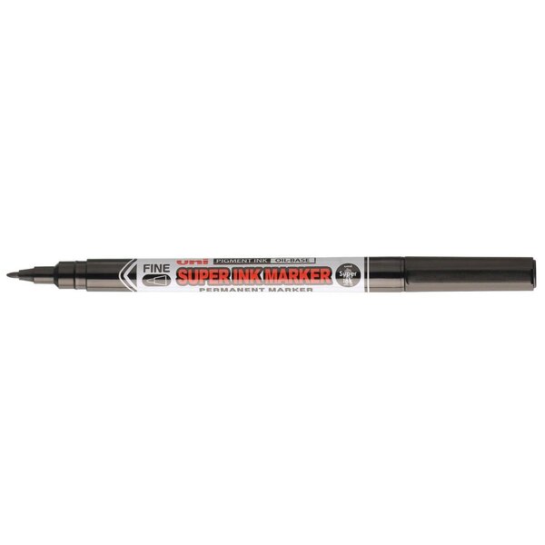 SUPER INK MARKER permanent Textile / toutes surfaces PNA125 Pointe Fine 0 9mm Noir x 12 UNI-BALL