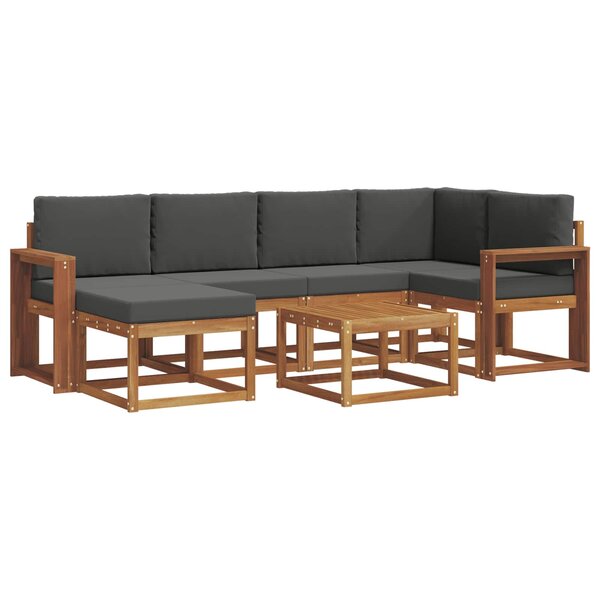 vidaXL Ensemble de canapés d'extérieur 7 pc Naturel et Anthracite