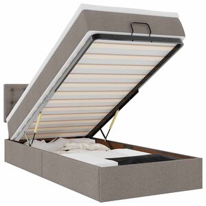 vidaXL Lit ottoman avec matelas taupe 90x200 cm tissu