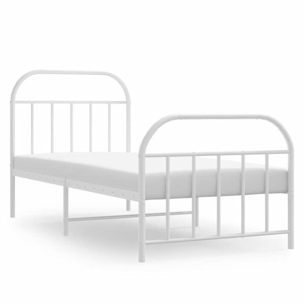 vidaXL Cadre de lit métal sans matelas avec pied de lit blanc 90x190cm