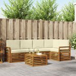 vidaXL Ensemble de canapés d'extérieur 6 pc Naturel et Crème Polyester