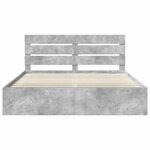 vidaXL Cadre de lit avec tête de lit Béton 200 x 200 cm Pin massif