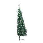vidaXL Demi-arbre de Noël artificiel pré-éclairé et boules vert 210 cm