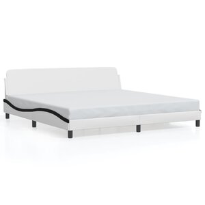 vidaXL Cadre de lit Dover blanc et noir 200x200 cm similicuir