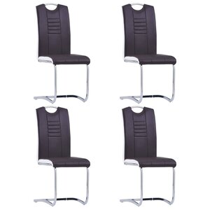 vidaXL Chaises à manger cantilever lot de 4 marron similicuir