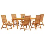 vidaXL Ensemble de salle à manger pour jardin 7 Pièces Marron