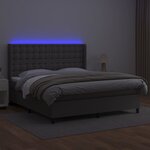 vidaXL Sommier à lattes de lit matelas LED Gris 160x200 cm Similicuir
