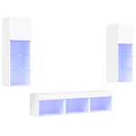 vidaXL Unités murales TV avec LED 5 Pièces blanc bois d'ingénierie