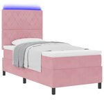 vidaXL Lit à ressort LED avec matelas Rose 90 x 200 cm Velours
