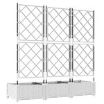vidaXL Jardinière avec treillis 3 Pièces Blanc 120x40x125.5 cm