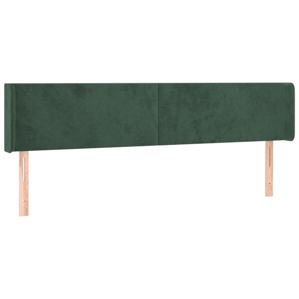 vidaXL Tête de lit avec oreilles Vert foncé 183x16x78/88 cm Velours