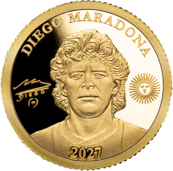 Monnaie DIEGO MARADONA 0.5 g Or 50$ Samoa 2027 (PRÉCOMMANDE)