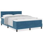 Lit Box Spring vidaXL avec Matelas Bleu Foncé 140x190 cm Velours