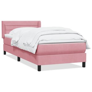 vidaXL Sommier à lattes de lit avec matelas rose 90x210 cm velours