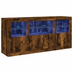 vidaXL Buffet avec lumières LED chêne fumé 142 5x37x67 cm