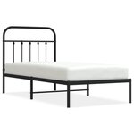vidaXL Cadre de lit métal avec tête de lit noir 90x200 cm