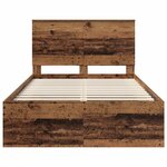 vidaXL Cadre de lit avec tiroir Bois ancien 135 x 190 cm Pin massif