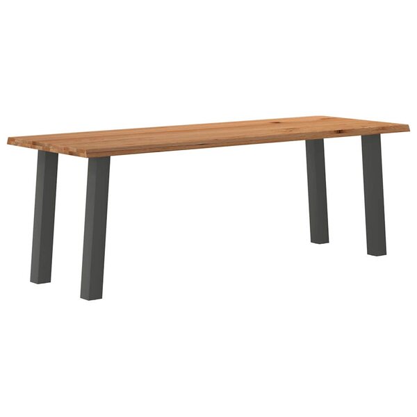 vidaXL Table à manger et bord naturel bois massif chêne rectangulaire