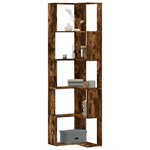 vidaXL Bibliothèque d'angle à 5 niveaux chêne fumé bois d'ingénierie