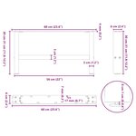 vidaXL Pieds de table basse en acier naturel 2 pièces 60 x (30-31) cm Acier