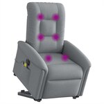 vidaXL Fauteuil inclinable de massage électrique Gris clair Tissu