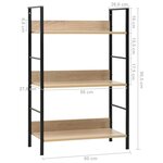 vidaXL Bibliothèque à 3 niveaux chêne 60x27 6x90 5cm bois d'ingénierie