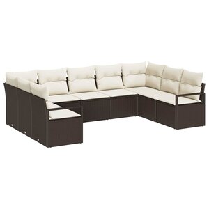 vidaXL Ensemble de canapé de jardin 9 Pièces Marron Poly rotin
