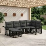 vidaXL Ensemble de canapés d'extérieur 6 Pièces Noir et Gris foncé