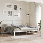 vidaXL Cadre de lit métal sans matelas et tête de lit blanc 193x203 cm