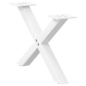 vidaXL Pieds de table basse en forme de X  2 pièces  blanc  50 x (30-31) cm  acier