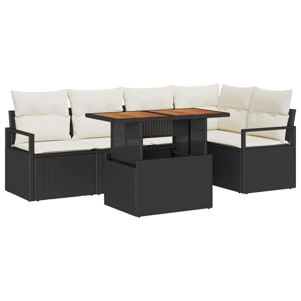 vidaXL Ensemble de salle à manger pour jardin 6 Pièces Noir  Crème